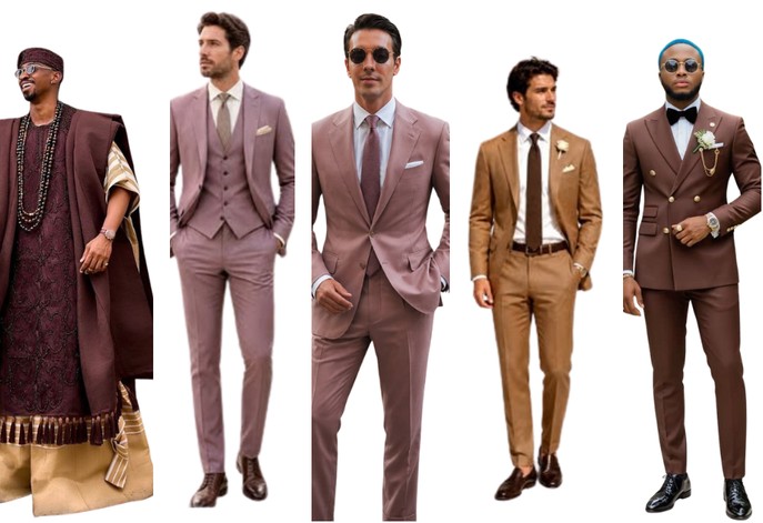 Dress code inspiration: suits in mauve, camel and chocolate, and traditional African attire